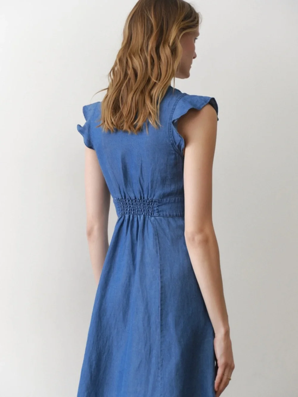 Marine Layer Camila Button Front Medium Wash Midi Dress New! - Picture 6 of 14